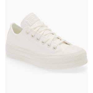 White Leather platform Converse
